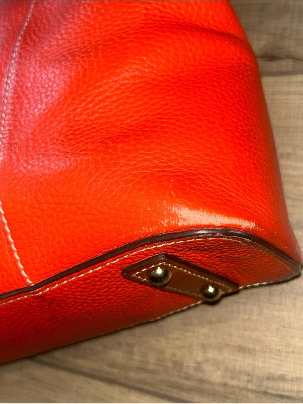 Dooney & Bourke Lexington Pebble Leather Shoulder Bag Purse Orange Small Vintage